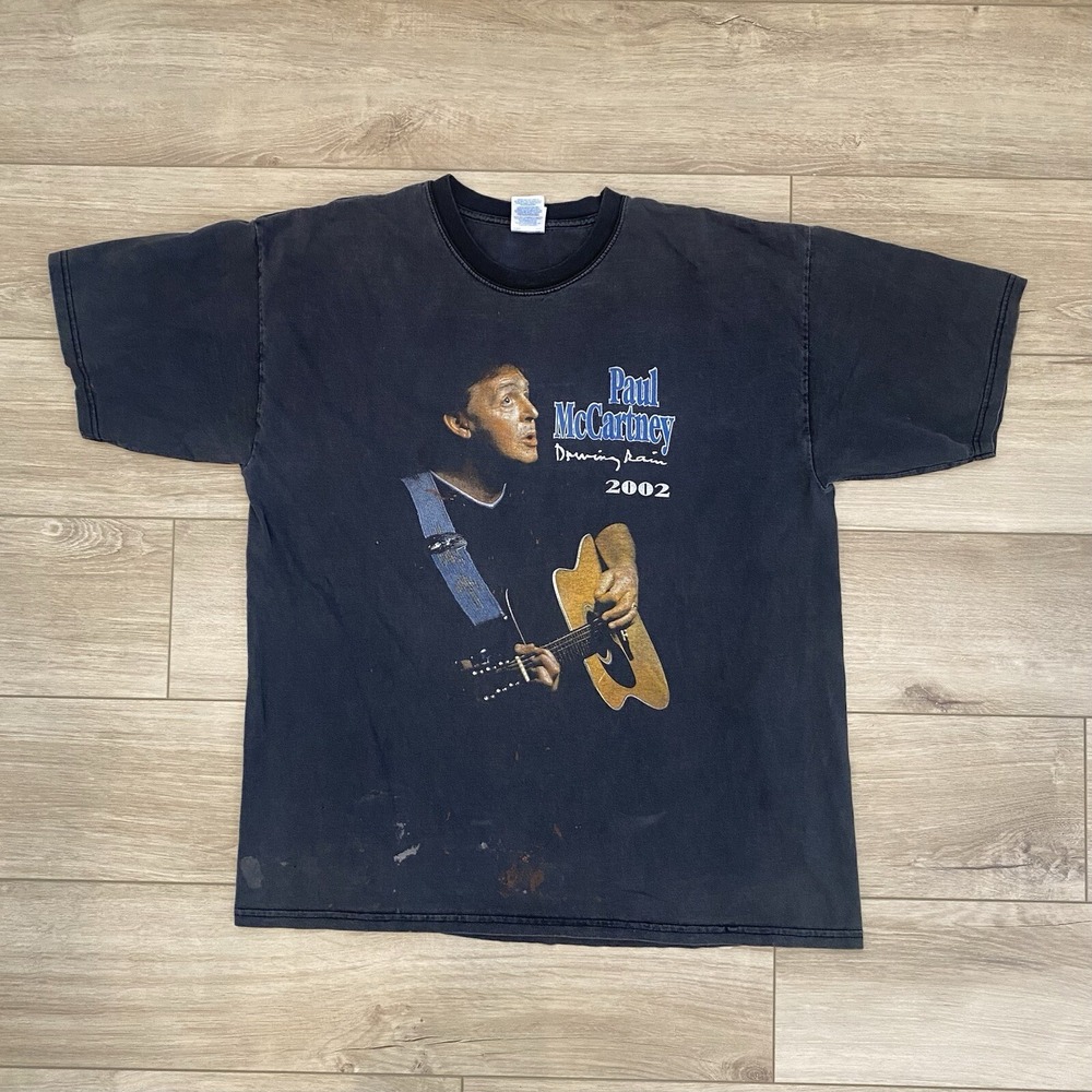 Vintage Y2K Paul Mccartney Band T-Shirt 2002 Driving Rain Tour Faded Size XL Tee